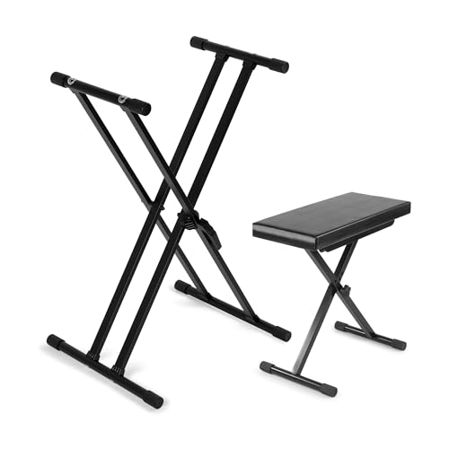 Vonyx Keyboard Ständer & Klavierhocker Set – Höhenverstellbar, Stabiler X-Rahmen, Faltbar – Keyboardständer & Klavierbank bis 100kg - für Piano & E-Piano - Klavier Zubehör, Robust & Platzsparend Vonyx Keyboard Ständer & Klavierhocker Set – Höhenverstellbar, Stabiler X-Rahmen, Faltbar – Keyboardständer & Klavierbank bis 100kg - für Piano & E-Piano - Klavier Zubehör, Robust & Platzsparend von Vonyx