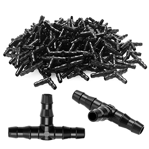 190 Stücke 4/7 mm T-Stück Barb Schlauchverbinder, VooGenzek Kunststoff Tröpfchenbewässerungs T Verbinder für Gartenbewässerung, T-Stück Barb Schlauchverschraubung für Garten, Rasen von VooGenzek