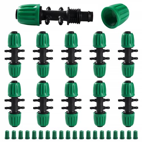 VooGenzek 10 Stücke Barbed Tee Anschluss, 6-Wege Barbed Garten Schlauch Verbinder, Barbed Bewässerung Connector für 13/16 mm bis 4/7 mm, Gartenbewässerung Wasser Divider für Garten, Rasen, Grün von VooGenzek