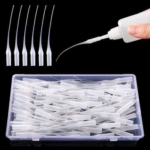 VooGenzek 100 Stücke 0.1mm Kunststoff Kleber Micro Tips, Kleber Extender Applikator, Kleber Extender Präzision Applikator, für Kunsthandwerk Hobby Projekte Labor Dispensing Klebstoffspender von VooGenzek