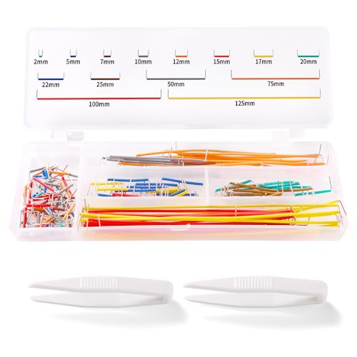 VooGenzek 140 Stücke U-Form Breadboard Steckbrücken, Elektronik Steckbrett Steckbrücken, Lötfreies Steckbrett Verbindungsleitung Kabel, mit 2 Stücke Pinzette, für Steckplatine Prototyping von VooGenzek