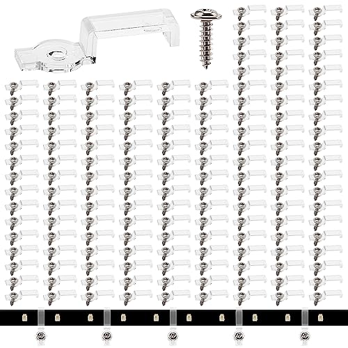 VooGenzek 150 Stück 10mm Strip Befestigung Clips, LED Streifen Halterung, Licht Montagehalterung Befestigung, mit Schrauben, für 10mm Waterproof LED Strip (Durchsichtig) von VooGenzek