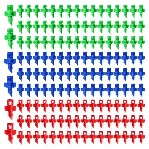 VooGenzek 150 Stücke Mini Düsen Micro Spritzer, 90/180/360 Grad Mikro Wassersprühnebeldüse Sprinkler Bewässerungssystem, Garten Sprinkler Sprüher Sprühdüse, für Hydrokultur-Gartenbewässerung von VooGenzek