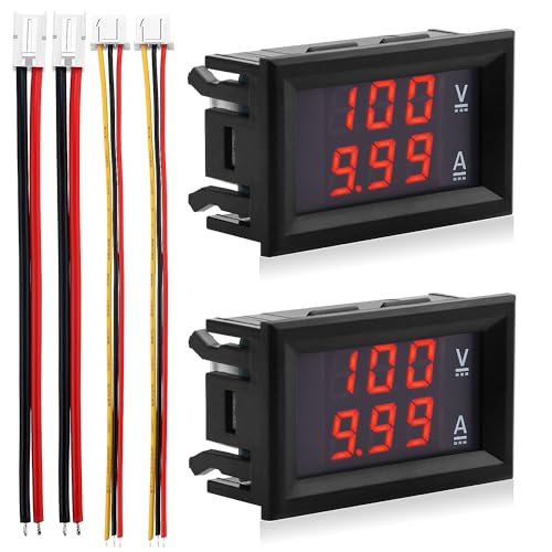 VooGenzek 2 Stücke 0.28" LED Voltmeter Amperemeter, Detektor Spannung Strommesser Panel Ampere Voltmeter, DC 0-100V 10A für 12V / 24V Multimeter Amperemeter Volt Amperemeter Panel von VooGenzek