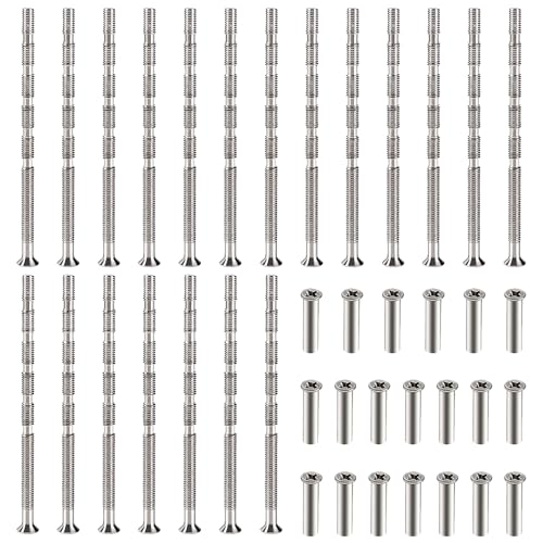 VooGenzek 20 Stück M3 Verbindung Schrauben mit Hülsen, Hülsenschrauben Vernickelter Stahl Verbindungsschrauben, mit Hülsen Abreißschraube für Schlüsselloch, Türgriff, Schrank, Schubladen von VooGenzek