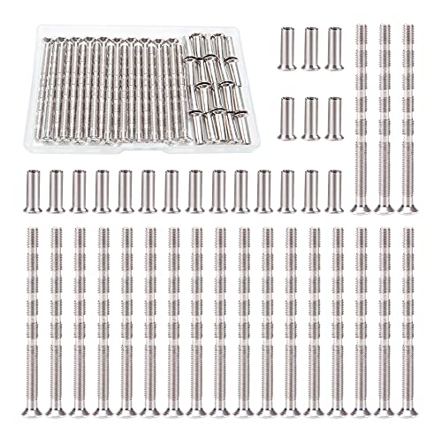 VooGenzek 20 Stück M4 Verbindung Schrauben mit Hülsen, Hülsenschrauben Vernickelter Stahl Verbindungsschrauben, mit Hülsen Abreißschraube für Schlüsselloch, Türgriff, Schrank, Schubladen von VooGenzek