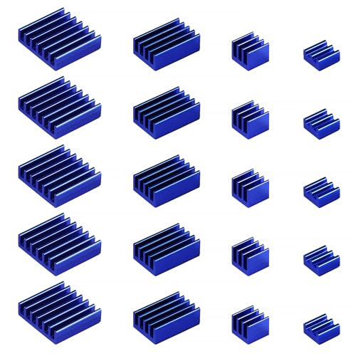 VooGenzek 20 Stücke Kühlrippen Aluminium Set Raspberry Pi 4, Raspberry Pi Aluminium Kühlkörper with Heat Conducting Tape, zum Kühlen von Raspberry Pi, Blau VooGenzek 20 Stücke Kühlrippen Aluminium Set Raspberry Pi 4, Raspberry Pi Aluminium Kühlkörper with Heat Conducting Tape, zum Kühlen von Raspberry Pi, Blau von VooGenzek