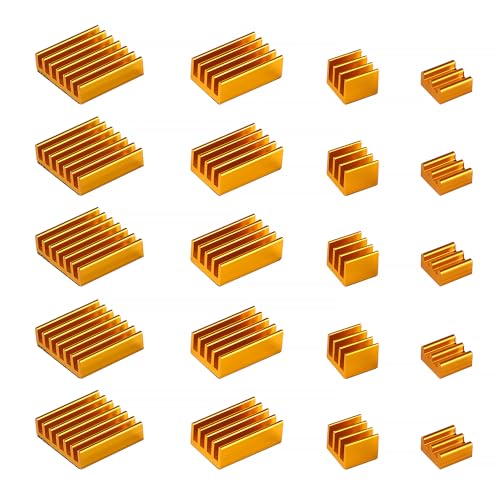 VooGenzek 20 Stücke Kühlrippen Aluminium Set Raspberry Pi 4, Raspberry Pi Aluminium Kühlkörper with Heat Conducting Tape, zum Kühlen von Raspberry Pi, Goldene VooGenzek 20 Stücke Kühlrippen Aluminium Set Raspberry Pi 4, Raspberry Pi Aluminium Kühlkörper with Heat Conducting Tape, zum Kühlen von Raspberry Pi, Goldene von VooGenzek