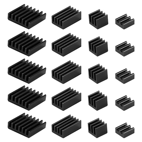 VooGenzek 20 Stücke Kühlrippen Aluminium Set Raspberry Pi 4, Raspberry Pi Aluminium Kühlkörper with Heat Conducting Tape, zum Kühlen von Raspberry Pi, Schwarz VooGenzek 20 Stücke Kühlrippen Aluminium Set Raspberry Pi 4, Raspberry Pi Aluminium Kühlkörper with Heat Conducting Tape, zum Kühlen von Raspberry Pi, Schwarz von VooGenzek