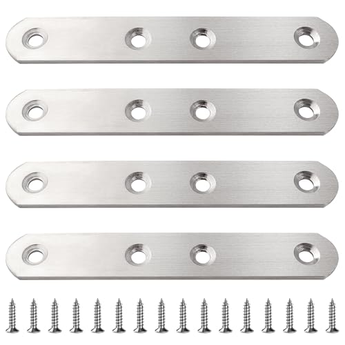 VooGenzek 4 Stücke 125x20x2.5 mm Flache Gerade Eckstreben, Edelstahl Flache Ecke Bracket, Flat Mending Verbindungsplatten, Flache Platte Gerade Klammern, mit 16 Schrauben, für Holz Möbel VooGenzek 4 Stücke 125x20x2.5 mm Flache Gerade Eckstreben, Edelstahl Flache Ecke Bracket, Flat Mending Verbindungsplatten, Flache Platte Gerade Klammern, mit 16 Schrauben, für Holz Möbel von VooGenzek