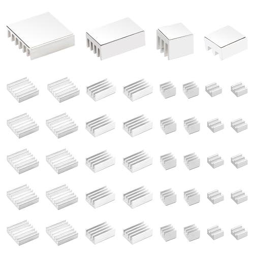 VooGenzek 40 Stück Kühlrippen Aluminium Set Raspberry Pi 4, Raspberry Pi Aluminium Kühlkörper with Heat Conducting Tape, zum Kühlen von Raspberry Pi, Silber VooGenzek 40 Stück Kühlrippen Aluminium Set Raspberry Pi 4, Raspberry Pi Aluminium Kühlkörper with Heat Conducting Tape, zum Kühlen von Raspberry Pi, Silber von VooGenzek