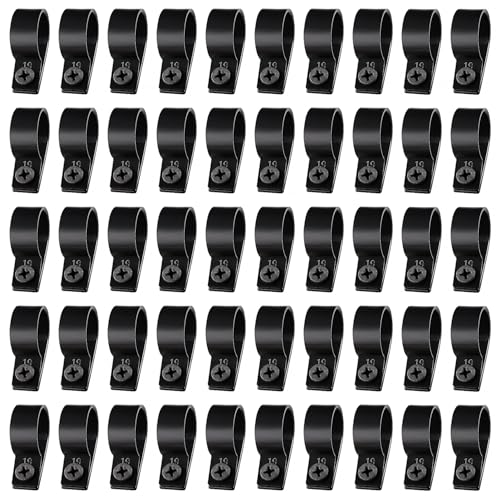 VooGenzek 50 Stücke 19mm (3/4 Zoll) Nylon R-Type Kabelhalter, Cable Clip Drahtklemme mit 50 Stück Schrauben, für Drahtmanagement (Schwarz) von VooGenzek