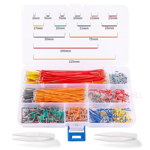 VooGenzek 560 Stücke U-Form Breadboard Steckbrücken, Elektronik Steckbrett Steckbrücken, Lötfreies Steckbrett Verbindungsleitung Kabel, mit 2 Stücke Pinzette, für Steckplatine Prototyping von VooGenzek