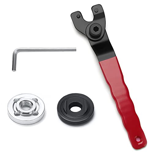 VooGenzek Verstellbarer Winkelschleifer Maulschlüssel, mit Schlüssel und 2 Flanschen, 10-52mm Verstellbarer Stiftschlüssel, Universal Verstellbar Zapfenschlüsse Stirnlochschlüssel (Rot Schwarz) von VooGenzek