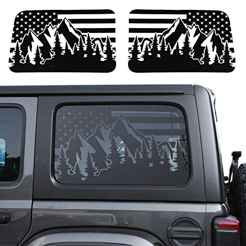 Voodonala Hardtop Amerikanische Flagge Fenster Aufkleber Heckscheibe Aufkleber für Jeep Wrangler 2018 2019 2020 2021 2022 2023 2024 JLU, Forest Mountain, 4-Türer von Voodonala