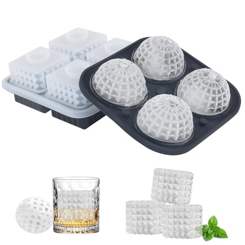 Vookkp 2 Stück Eiswürfelform Silikon mit Deckel, Kann Runde Quadratisch Eiswürfel mit einem Durchmesser von 5cm Produzieren, Wiederverwendbar & BPA Frei, für Bier, Whisky, Cocktails(Schwarz) von Vookkp