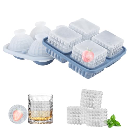 Vookkp 2 Stück Eiswürfelform Silikon mit Deckel, Kann Runde Quadratisch Eiswürfel mit einem Durchmesser von 5cm Produzieren, Wiederverwendbar & BPA Frei, für Bier, Whisky, Cocktails(Blau) von Vookkp