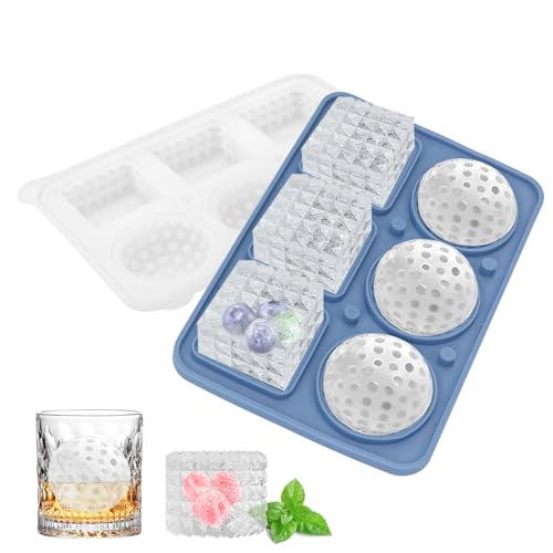 Vookkp Eiswürfelform Silikon mit Deckel BPA Frei, Ice Cube Tray Eiswürfelform Silikon Groß Wiederverwendbar mit Diamond Textur Eiskugelform für Cocktails, Whisky von Vookkp