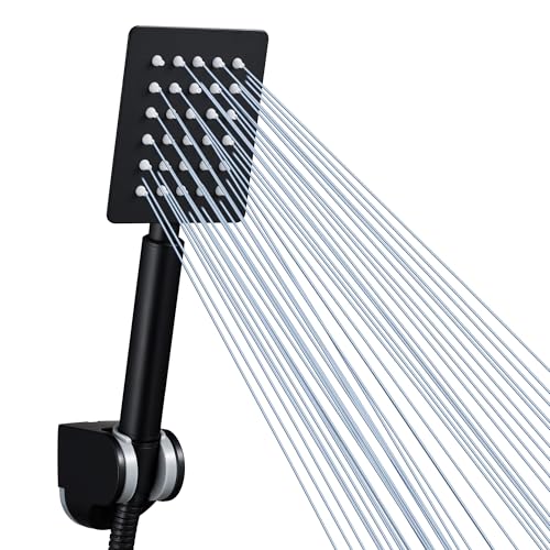 Handbrause Komplett aus Metall, Hochdruck-Duschköpfe von Voolan, Einfache Handbrause aus Schwarz mit Teflonband, Hoher Durchfluss auch bei Niedrigem Wasserdruck, Quadratisch Handbrause Komplett aus Metall, Hochdruck-Duschköpfe von Voolan, Einfache Handbrause aus Schwarz mit Teflonband, Hoher Durchfluss auch bei Niedrigem Wasserdruck, Quadratisch von Voolan