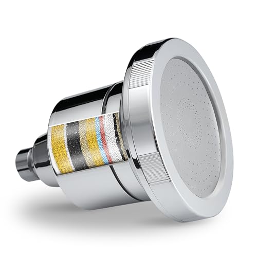 Voolan Gefilterter Duschkopf – 20-stufiger Luxus-Regenduschfilter für hartes Wasser zum Entfernen von Chlor und schädlichen Substanzen – 11,4 cm runder Hochdruck-Regenduschkopf (Chrom) von Voolan