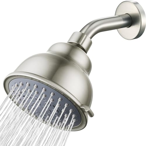 Voolan Hochdruck-Duschkopf mit Brausearm – 5 Funktionen Regenduschkopf – komfortables Duscherlebnis auch bei niedrigem Wasserdurchfluss – Nickel gebürstet von Voolan