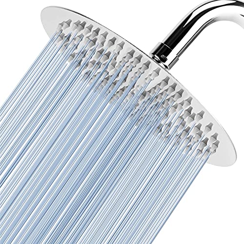 Voolan Hochdruck-Regenduschkopf - Regenduschkopf aus 304 Edelstahl - komfortables Duscherlebnis auch bei niedrigem Wasserdurchfluss (8 Zoll, Chrom) von Voolan