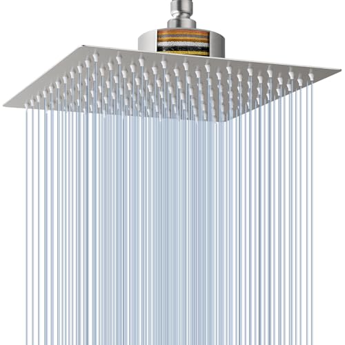 Voolan Regenduschkopf mit Filter, Großer Regenduschkopf mit Hohem Durchfluss aus Edelstahl, Wasserfall-Filterduschkopf für Hartes Wasser (30cm, Nickel Gebürstet) von Voolan