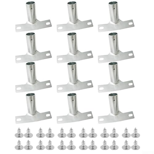 Besenstielhalter aus Metall, für Reinigungswerkzeuge, mit Schrauben, Verbindungszubehör, kompatibel, mit Griffen mit 23,5 mm Durchmesser, silberfarben (12 Stück) von Vootnifig