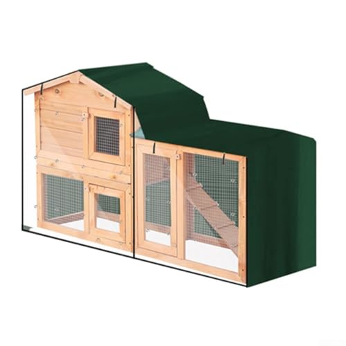 Dreieckige Abdeckung für Kaninchenstall, 210D Oxford-Gewebe, wasserdicht, Staubschutz, für drinnen und draußen, Meerschweinchenkäfig, Schutz mit Reißverschlüssen (grün, 147 x 52 x 86 cm) von Vootnifig