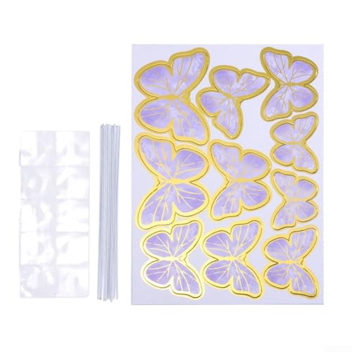 Elegante 3D-Draht-Schmetterlingskuchen, goldgeprägtes Papier, Dekorationen für Geburtstag, Hochzeit, Party, Rosa, Lila, 10 Stück Elegante 3D-Draht-Schmetterlingskuchen, goldgeprägtes Papier, Dekorationen für Geburtstag, Hochzeit, Party, Rosa, Lila, 10 Stück von Vootnifig