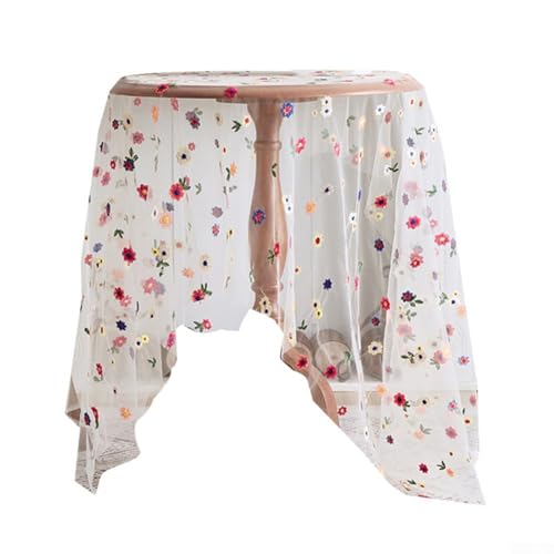 Elegante florale Spitzentischdecke transparent bestickt Tischdecke für Esszimmer Home Party Dekor Rechteck Quadratisch Größen (150 x 100) von Vootnifig