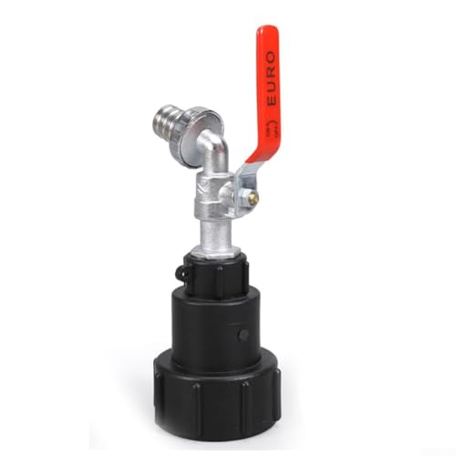 IBC Tankadapter S60 x 6 Metall-Kugelhahn-Anschluss mit 1/2 Zoll 3/4 Zoll Gartenschlauch Wasserhahn Armatur (Legierung) von Vootnifig