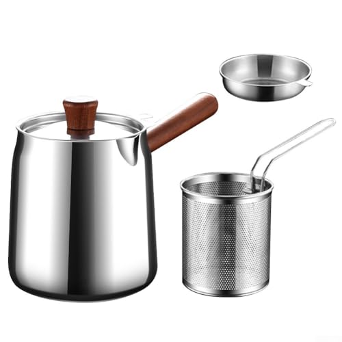 Kitchen 304 Stainless Steel Frying Pot with Strainer Basket Oil Drainer Rack for Chicken Wings Seafood Snacks (C) von Vootnifig