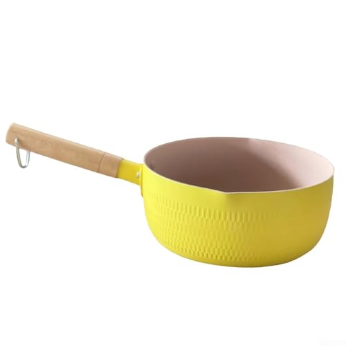 Milchtopf aus Edelstahl, antihaftbeschichtet, Mehrzweck-Koch-/Suppentopf für Gas, Induktion, Halogen, 16 cm Boden (gelb) von Vootnifig