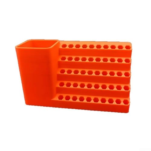 Tragbare Aufbewahrungsbox für Schraubendreher-Bits, mit Griff, 20 oder 50 Löcher, für 6,35 mm Sechskant-Bits, orange (50 Löcher) von Vootnifig