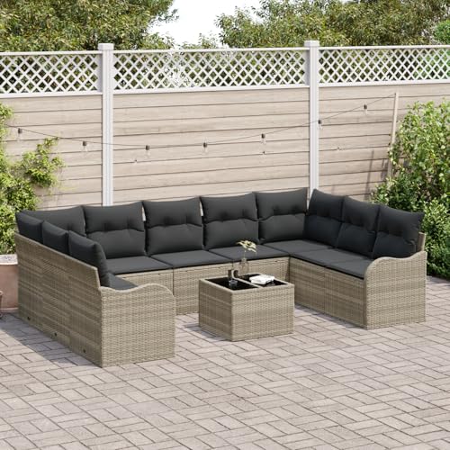 Vopese 10-teiliges Garten-Sofa-Set mit Kissen Grau Poly Rattan, 2-Sitzer Garten-Sofa mit Kissen Hellgrau Poly Rattan Lounge Sofa Outdoor Model3345872 Vopese 10-teiliges Garten-Sofa-Set mit Kissen Grau Poly Rattan, 2-Sitzer Garten-Sofa mit Kissen Hellgrau Poly Rattan Lounge Sofa Outdoor Model3345872 von Vopese