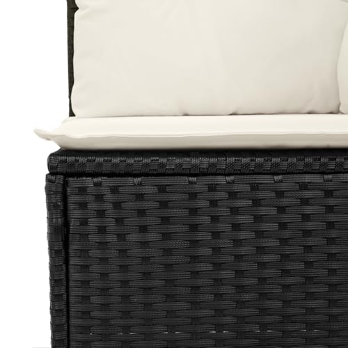 Vopese 10-teiliges Garten Sofa Set mit Kissen Schwarz Poly Rattan, 2-Sitzer Garten Sofa mit Stauraum & Kissen Schwarz Poly Rattan Lounge Sofa Outdoor Model3355226 von Vopese