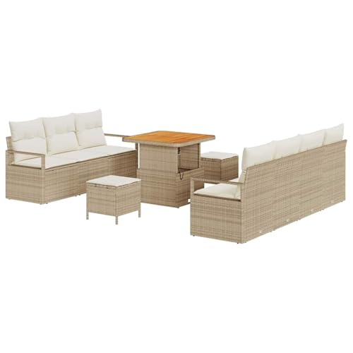 Vopese 10-teiliges Garten-Sofa Set mit beigem Poly-Rattan-Finish und Akazienholz - für Außenbereich, Balkon oder Terrasse Model3362486 von Vopese