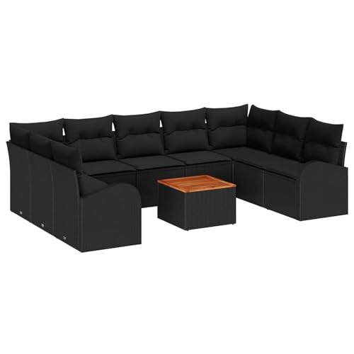 Vopese 10-teiliges Gartensofa Set mit Kissen Schwarz Poly Rattan Akazie Lounge Sofa Outdoor Model3347625 Vopese 10-teiliges Gartensofa Set mit Kissen Schwarz Poly Rattan Akazie Lounge Sofa Outdoor Model3347625 von Vopese