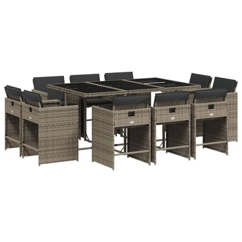 Vopese 11-TLG. Garten-Essgruppe mit Kissen Grau Poly Rattan Garten-Esstisch und Stühle Model3211208 Vopese 11-TLG. Garten-Essgruppe mit Kissen Grau Poly Rattan Garten-Esstisch und Stühle Model3211208 von Vopese