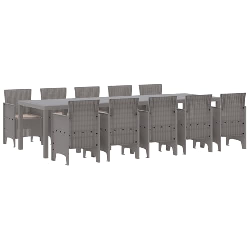 Vopese 11-teilige Garten Essgruppe mit Kissen Hellgrau Poly-Rattan, Gartentisch Hellgrau 150x100x73 cm Poly-Rattan, Gartenstühle mit Kissen 2 Stück Hellgrau Poly-Rattan, Gartenstühle mit Kissen 4 Stüc von Vopese