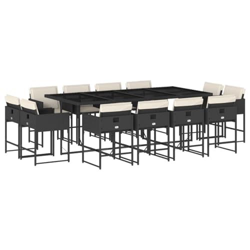 Vopese 13-TLG. Garten-Essgruppe mit Kissen Schwarz Poly Rattan Garten-Esstisch und Stühle Model3211398 Vopese 13-TLG. Garten-Essgruppe mit Kissen Schwarz Poly Rattan Garten-Esstisch und Stühle Model3211398 von Vopese