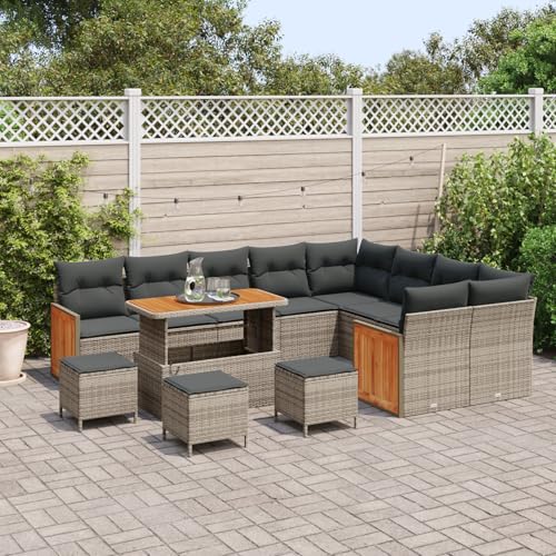 Vopese 13-teiliges Garten Sofaset mit Kissen Grau Poly Rattan Akazien, 4-teiliges Garten Essset mit Kissen Grau Poly Rattan Akazien Terassenm?Bel Au?en Model3365303 Vopese 13-teiliges Garten Sofaset mit Kissen Grau Poly Rattan Akazien, 4-teiliges Garten Essset mit Kissen Grau Poly Rattan Akazien Terassenm?Bel Au?en Model3365303 von Vopese