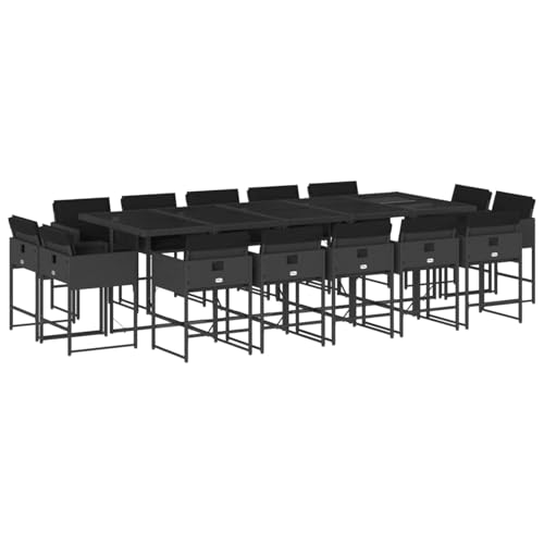 Vopese 15-TLG. Garten-Essgruppe mit Kissen Schwarz Poly Rattan Garten-Esstisch und Stühle Model3211411 Vopese 15-TLG. Garten-Essgruppe mit Kissen Schwarz Poly Rattan Garten-Esstisch und Stühle Model3211411 von Vopese