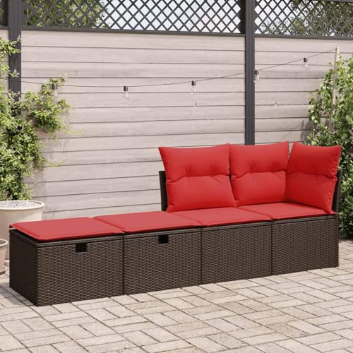 Vopese 2-TLG. Garten-Sofagarnitur mit Kissen Braun Poly Rattan Akazie Lounge Sofa Outdoor Model3328677 von Vopese