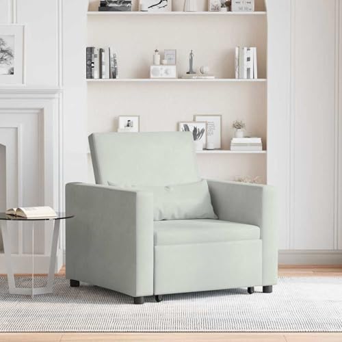 Vopese 3-in-1 Einzel Schlafsofa wandelbar Hellgrau Samt Couch Mit Schlaffunktion Model42002697 von Vopese