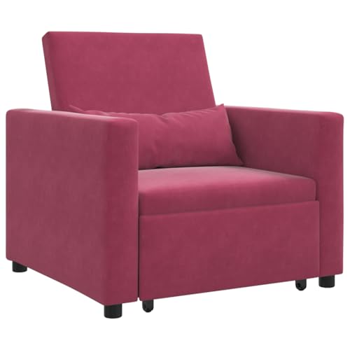 Vopese 3-in-1 Schlafsofa Weinrot Samt Couch Mit Schlaffunktion Model42002702 von Vopese