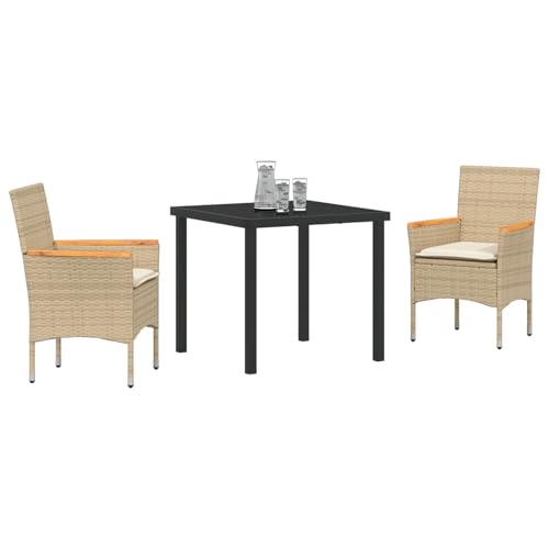Vopese 3-teilige Garten-Essgruppe mit Kissen Beige Poly Rattan, Gartentisch Schwarz 80x80x73 cm GEH?rtetes Glas Terassenm?Bel Au?en Model3379856 Vopese 3-teilige Garten-Essgruppe mit Kissen Beige Poly Rattan, Gartentisch Schwarz 80x80x73 cm GEH?rtetes Glas Terassenm?Bel Au?en Model3379856 von Vopese