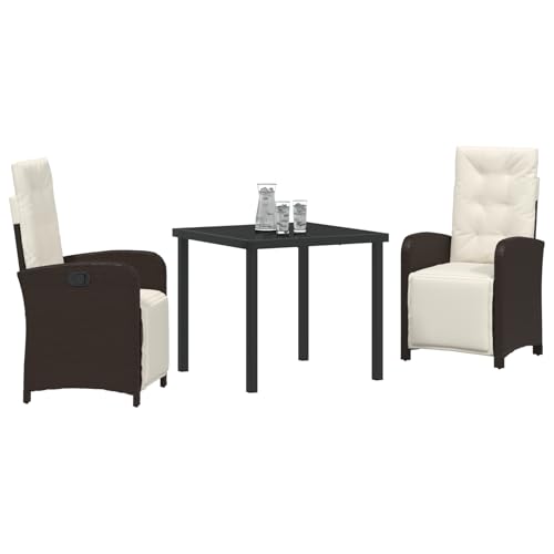 Vopese 3-teiliges Garten Essset mit Kissen Braun Poly-Rattan, Gartentisch Schwarz 80x80x73 cm GEH?rtetes Glas Terassenm?Bel Au?en Model3380316 Vopese 3-teiliges Garten Essset mit Kissen Braun Poly-Rattan, Gartentisch Schwarz 80x80x73 cm GEH?rtetes Glas Terassenm?Bel Au?en Model3380316 von Vopese