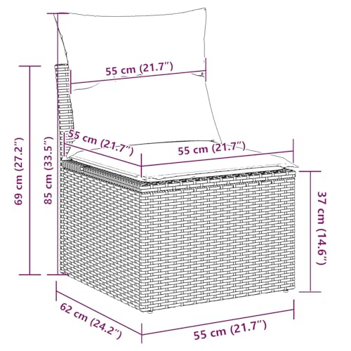 Vopese 3-teiliges Garten Sofa Set mit Kissen Schwarz Poly Rattan, 2-Sitzer Garten Sofa mit Stauraum & Kissen Schwarz Poly Rattan Lounge Sofa Outdoor Model3354566 von Vopese